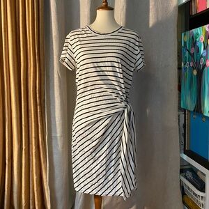 New GAP Asymmetrical Short Sleeve Striped Cotton Side Tie Dress